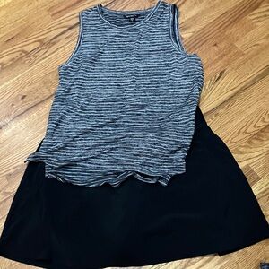 Athleta Black Striped Breezy Tank Top Sz XL and Athleta Black Skort Sz 18. EUC